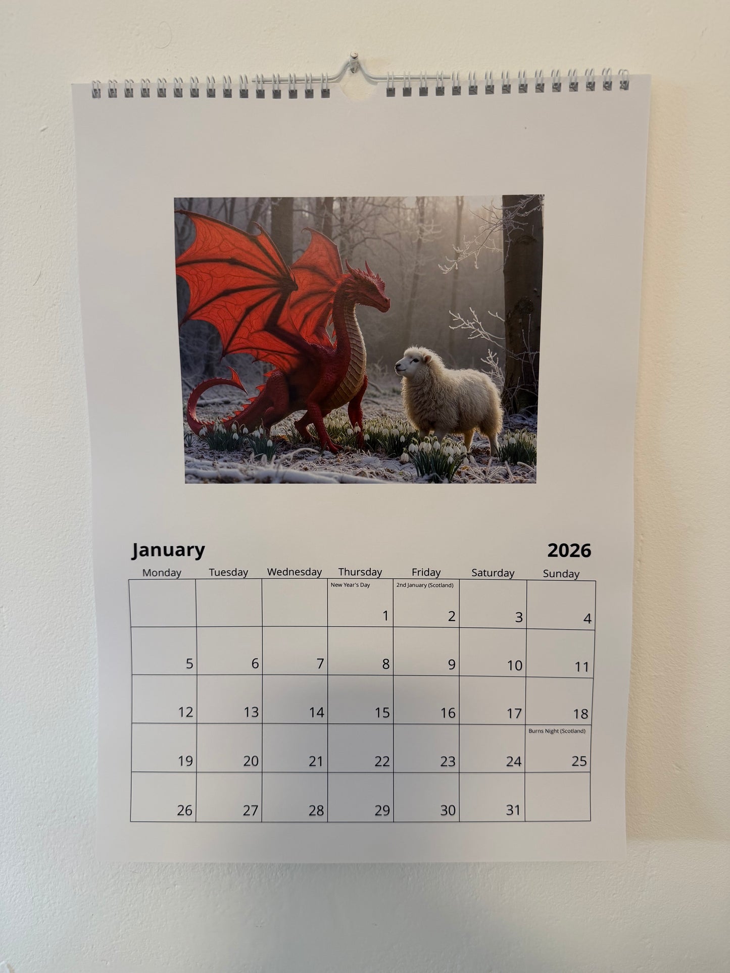 Y Ddraig Goch 2026 calendar.