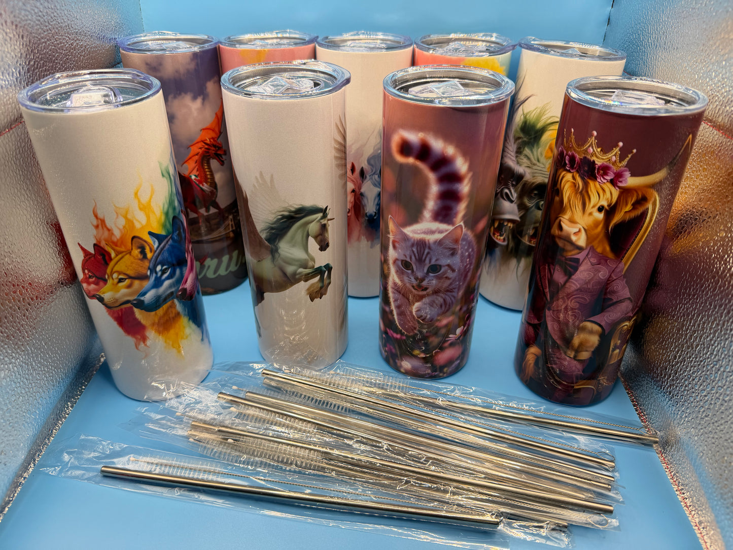 20oz Metal Drinks Tumbler Coloured Yeti Heads